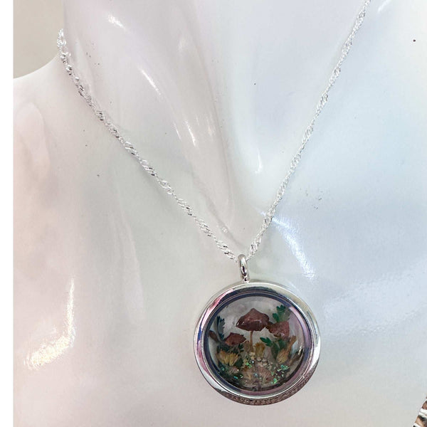 Boreal Forest Looking Glass Pendant – Handmade Botanical Forest Art