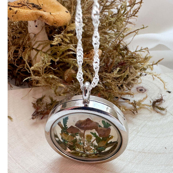 Boreal Forest Looking Glass Pendant – Handmade Botanical Forest Art