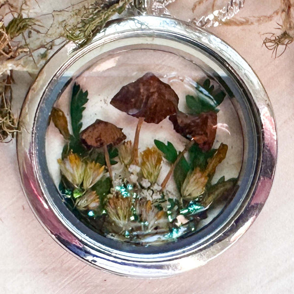 Boreal Forest Looking Glass Pendant – Handmade Botanical Forest Art