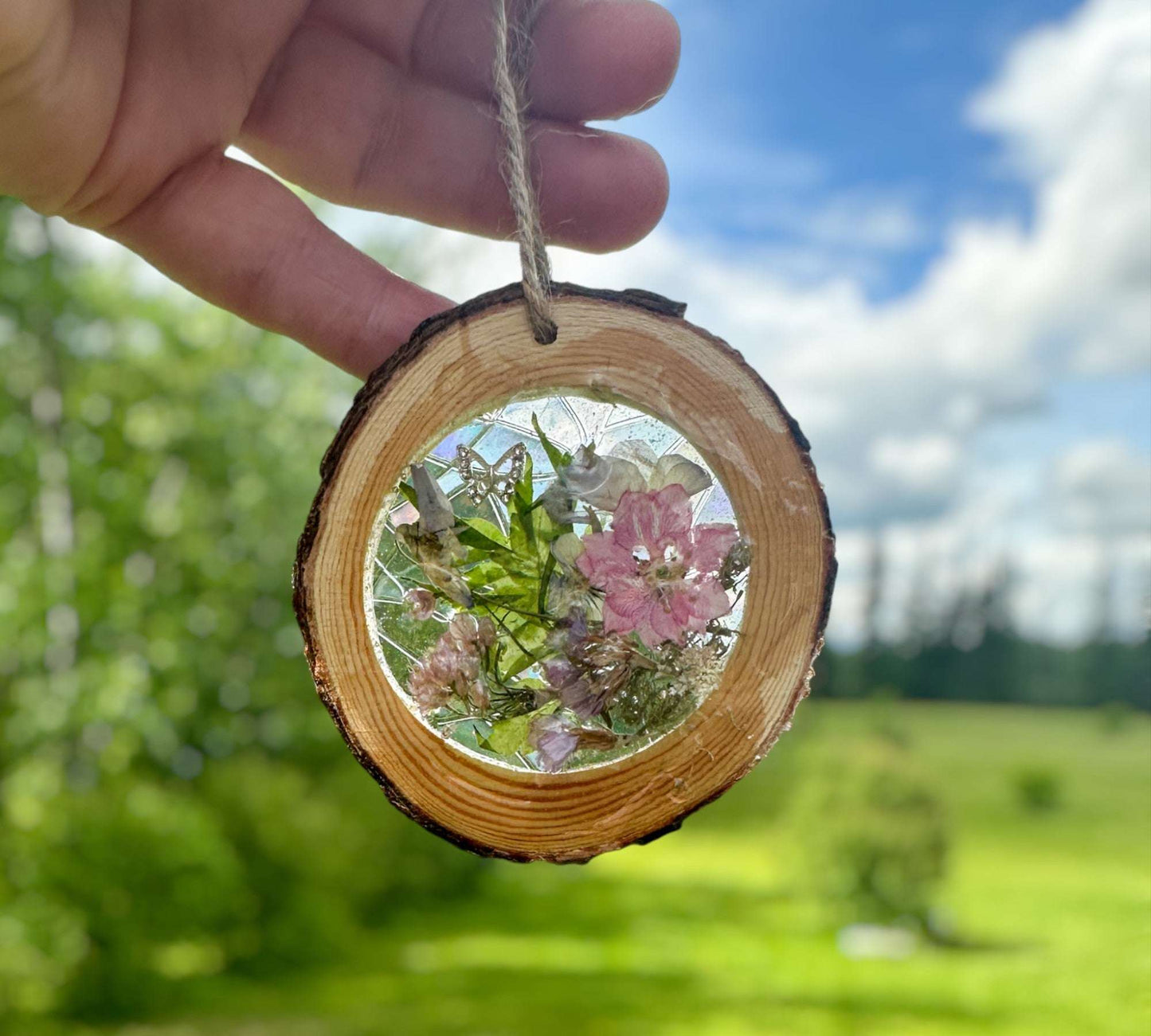 Suncatchers - Enchanted Garden Handmade Wood & Floral Suncatcher