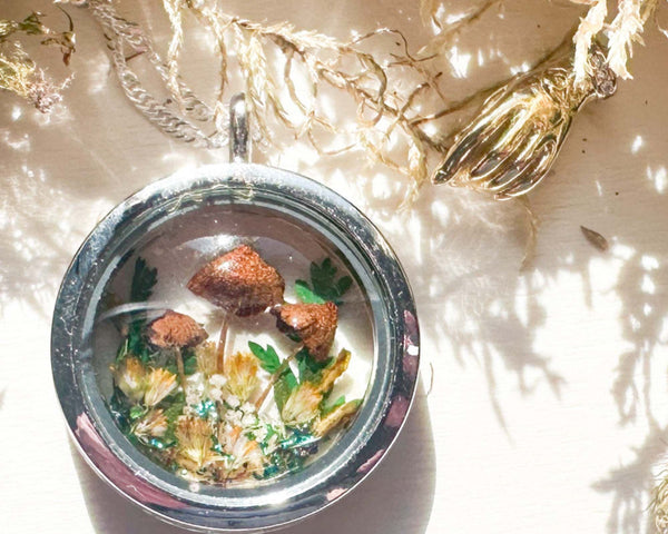 Boreal Forest Looking Glass Pendant – Handmade Botanical Forest Art