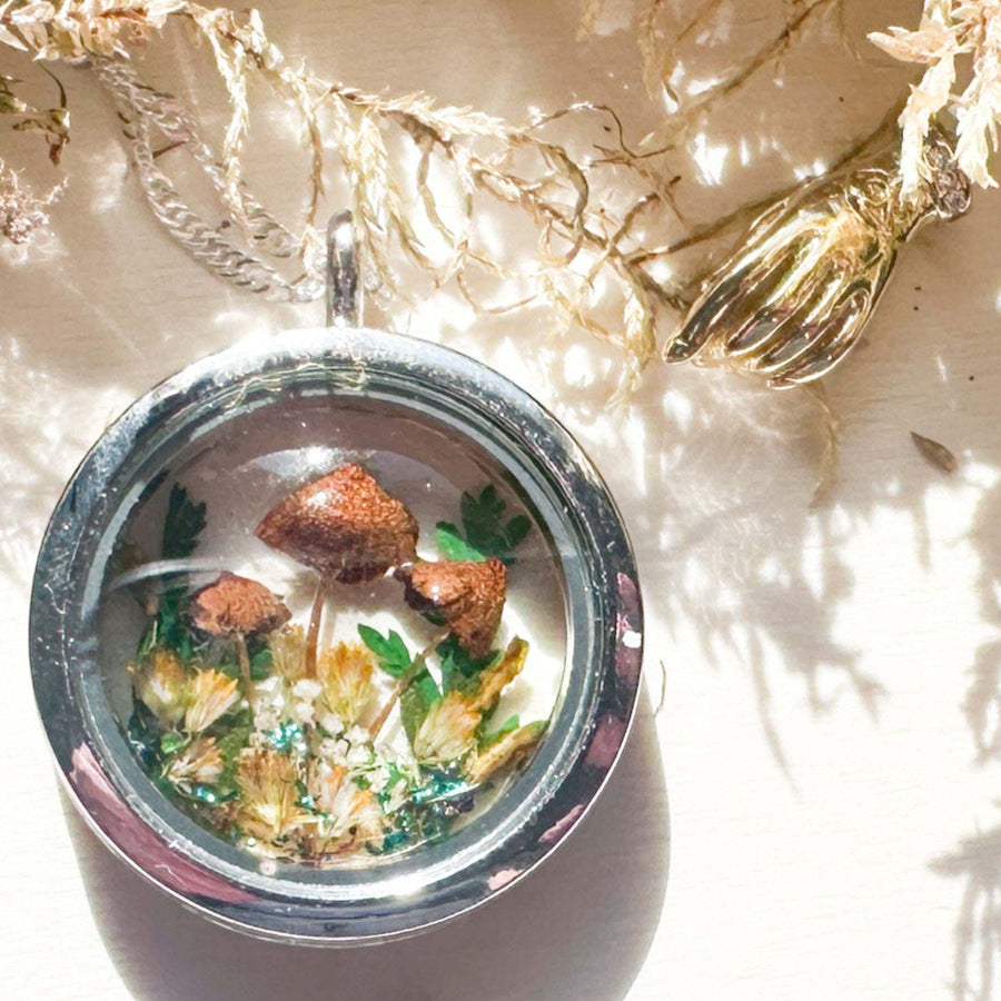 Boreal Forest Looking Glass Pendant – Handmade Botanical Forest Art