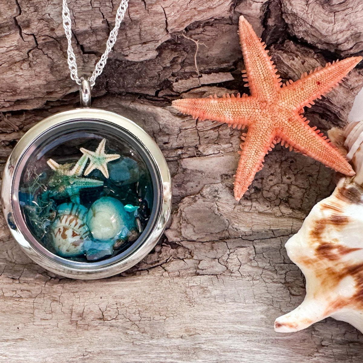 Ocean Portal Looking Glass Locket - Under the Sea Handmade Pendant