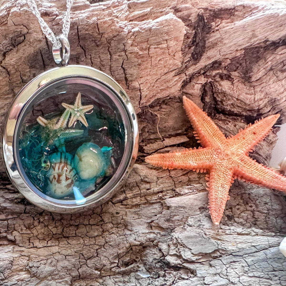 Ocean Portal Looking Glass Locket - Under the Sea Handmade Pendant