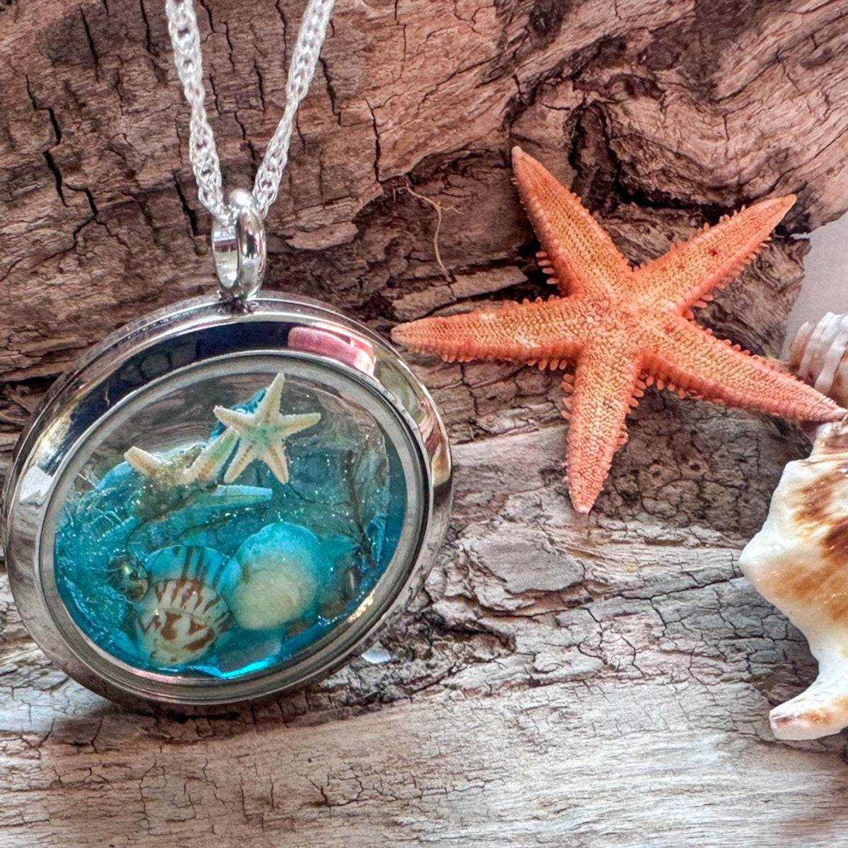 Ocean Portal Looking Glass Locket - Under the Sea Handmade Pendant