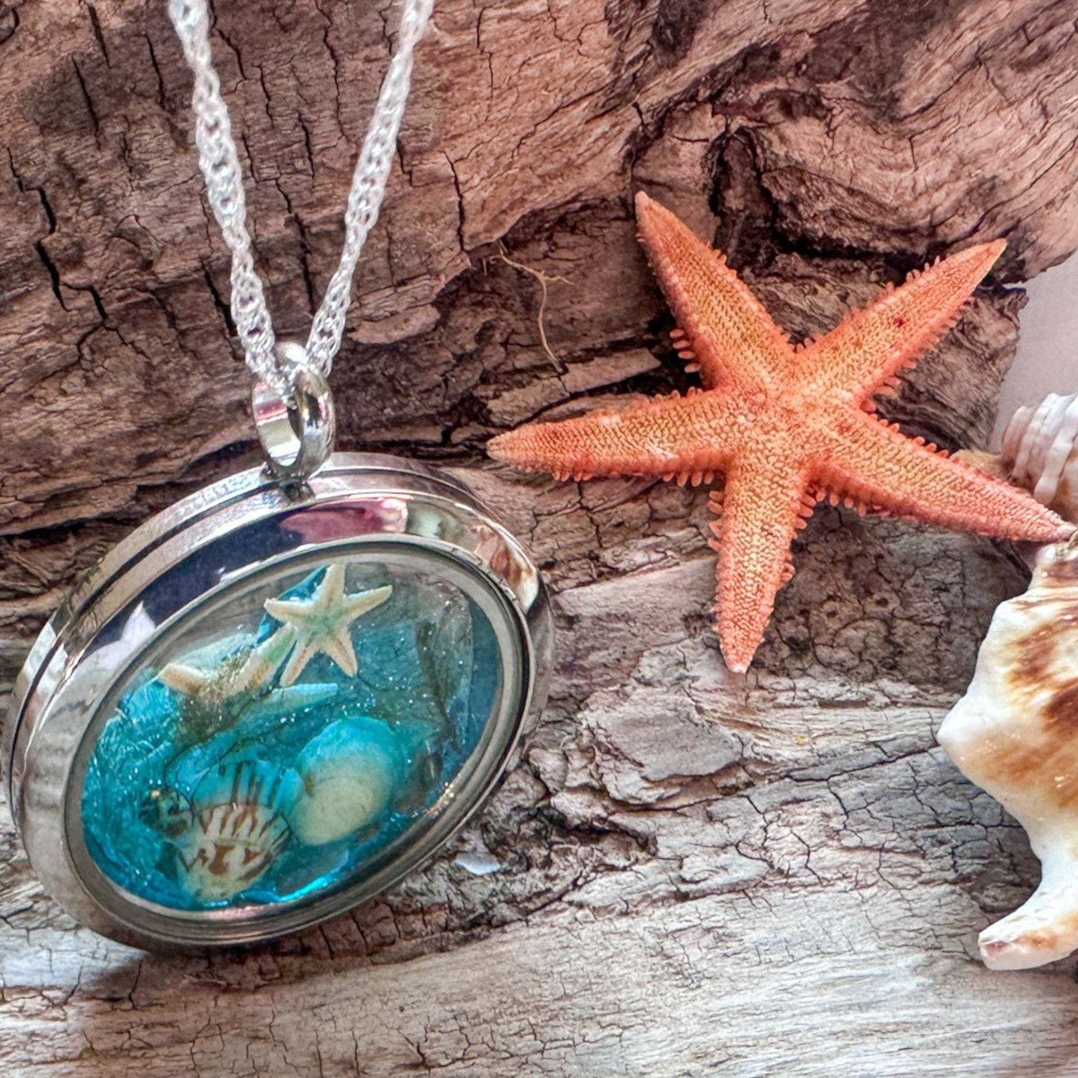 Ocean Portal Looking Glass Locket - Under the Sea Handmade Pendant
