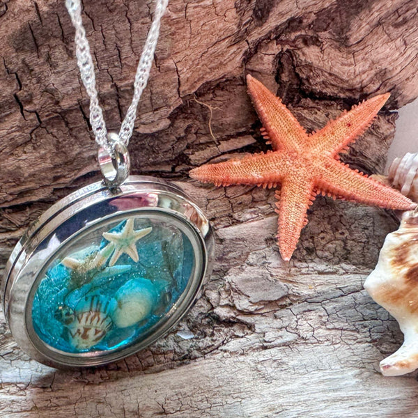 Ocean Portal Looking Glass Locket - Under the Sea Handmade Pendant