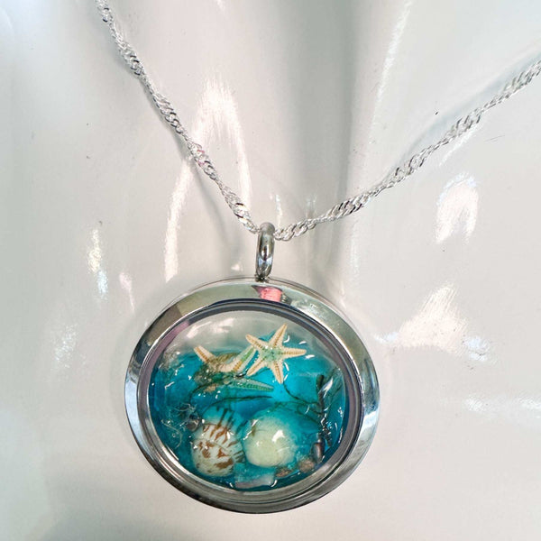 Ocean Portal Looking Glass Locket - Under the Sea Handmade Pendant