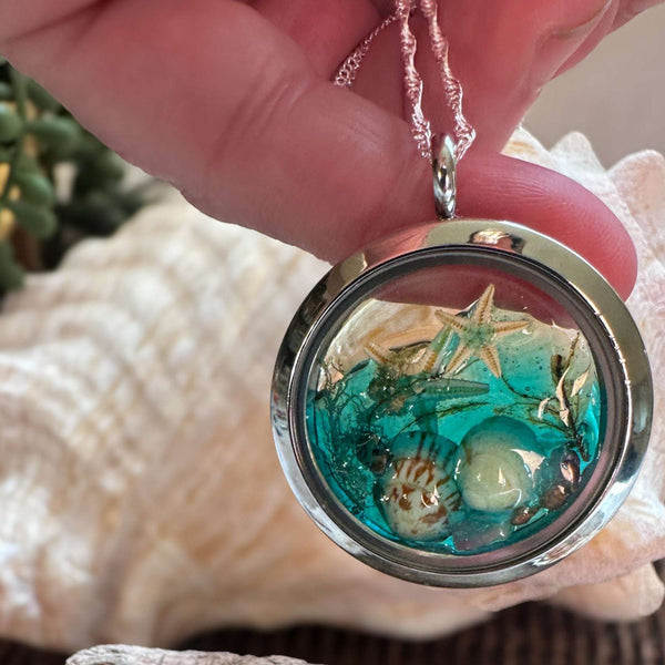 Ocean Portal Looking Glass Locket - Under the Sea Handmade Pendant