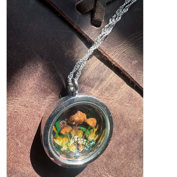 Boreal Forest Looking Glass Pendant – Handmade Botanical Forest Art