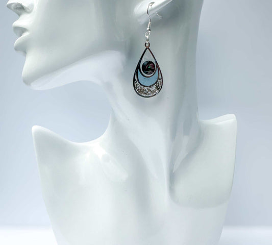 Earrings - Ocean's Kiss - Handmade Mother of Pearl Resin Drop Teardrop 