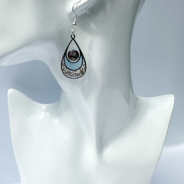 Earrings - Ocean's Kiss - Handmade Mother of Pearl Resin Drop Teardrop 