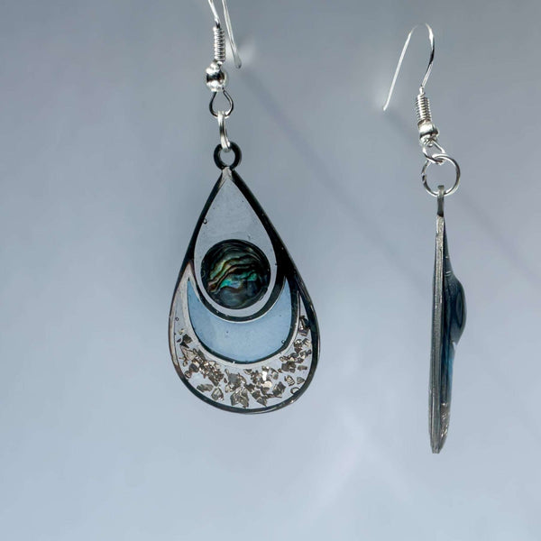 Earrings - Ocean's Kiss - Handmade Mother of Pearl Resin Drop Teardrop 