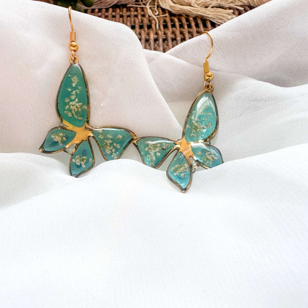 Handmade Butterfly Earrings - Garden Dew Butterfly Blooms