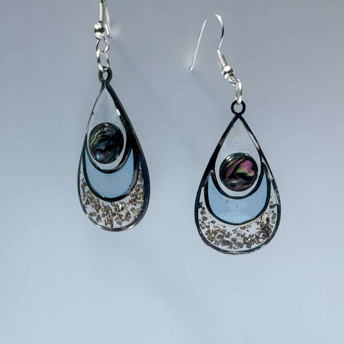 Earrings - Ocean's Kiss - Handmade Mother of Pearl Resin Drop Teardrop 