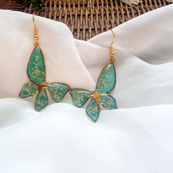 Handmade Butterfly Earrings - Garden Dew Butterfly Blooms