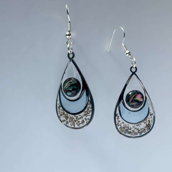 Earrings - Ocean's Kiss - Handmade Mother of Pearl Resin Drop Teardrop 