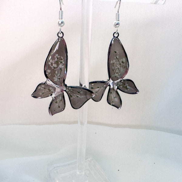 Handmade Butterfly Earrings - Midnight Garden Butterfly Blooms