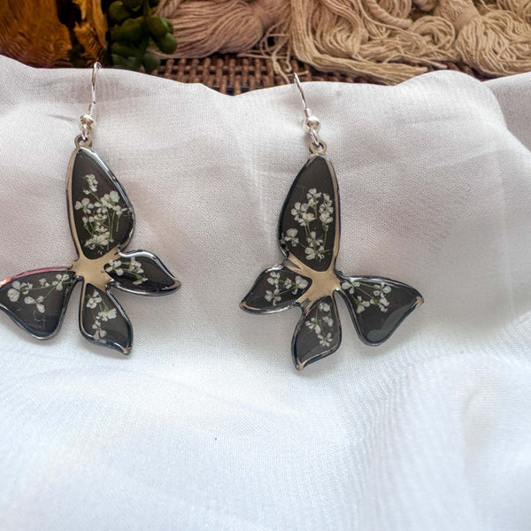 Handmade Butterfly Earrings - Midnight Garden Butterfly Blooms