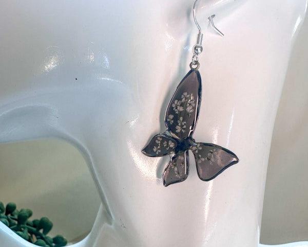 Handmade Butterfly Earrings - Midnight Garden Butterfly Blooms