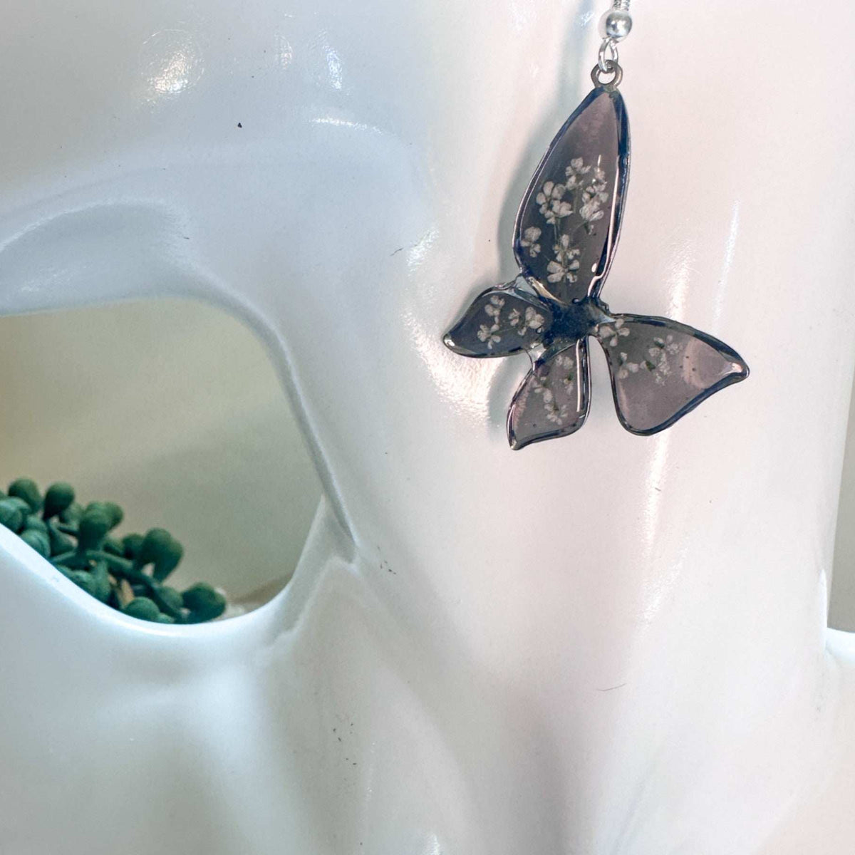 Handmade Butterfly Earrings - Midnight Garden Butterfly Blooms