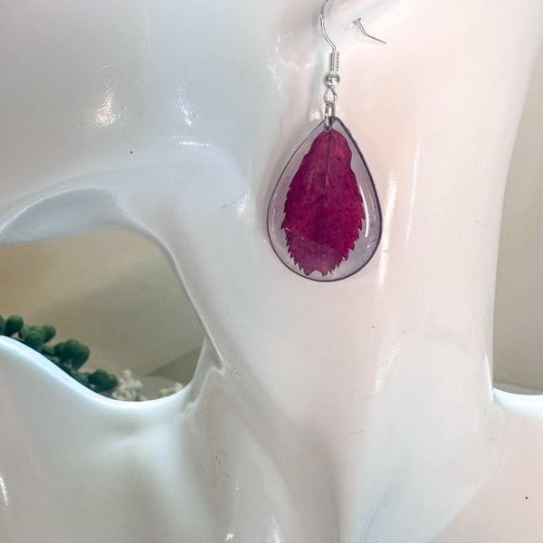 Handmade Fall Leaf Earrings - Crimson Whisper Leaf Drop Earrings