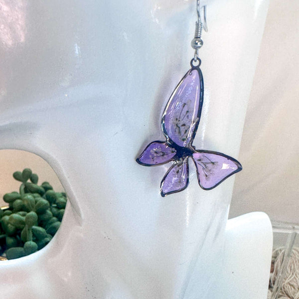Handmade Butterfly Earrings - Whispering Lilac Butterfly Blooms