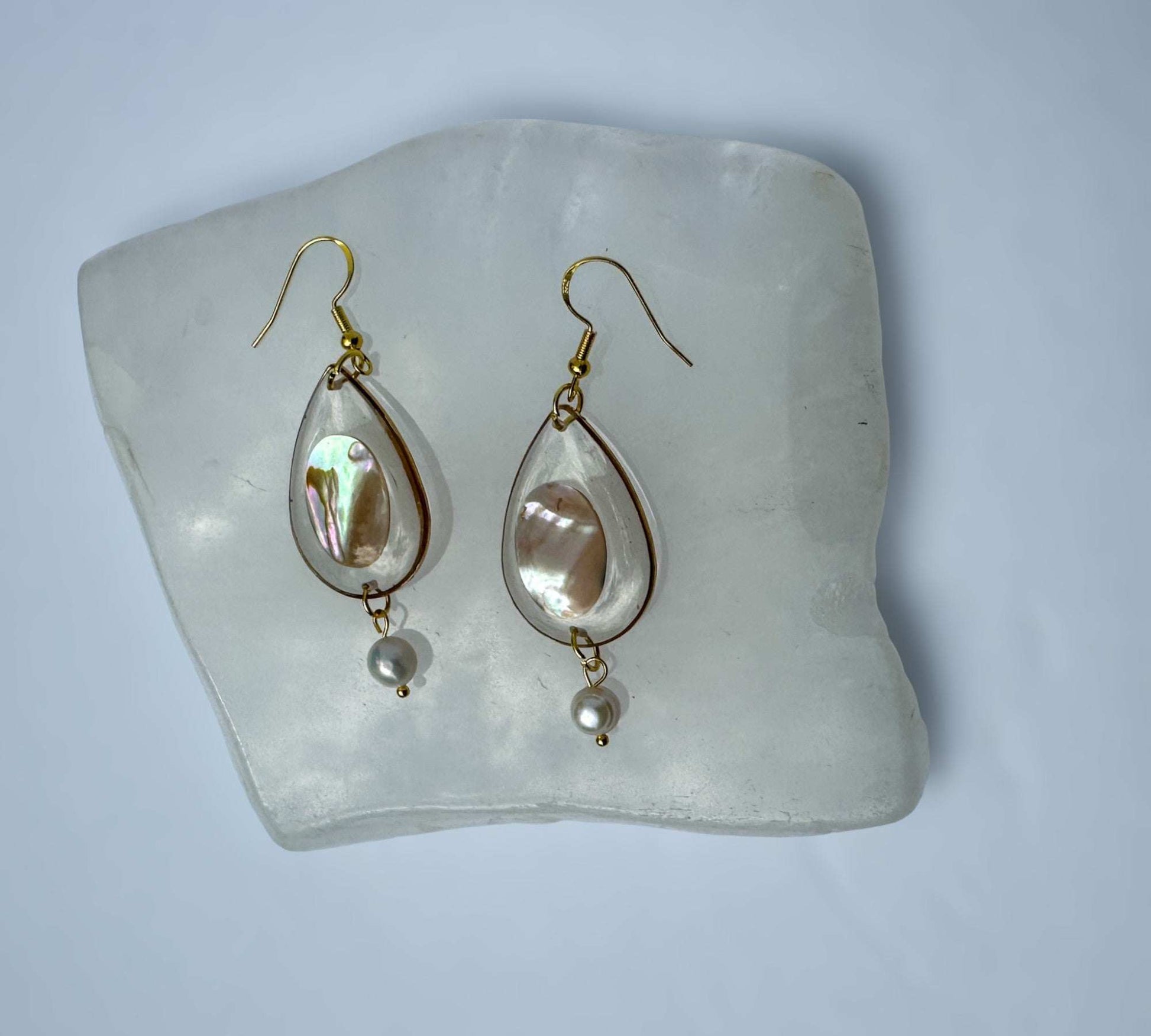 Earring - Ocean's Embrace - Mother of Pearl Handmade Resin Earring