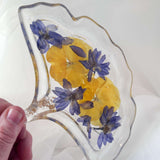 Pansy Petal Ginkgo Tray - Handmade Pressed Flower Resin Ginkgo Tray