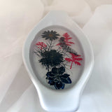 Floral Dreamscape Porcelain Tray - Handmade Pressed Flower Resin Tray