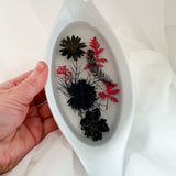 Floral Dreamscape Porcelain Tray - Handmade Pressed Flower Resin Tray