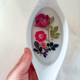 Floral Dreamscape Porcelain Tray - Handmade Pressed Flower Resin Tray