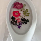 Floral Dreamscape Porcelain Tray - Handmade Pressed Flower Resin Tray