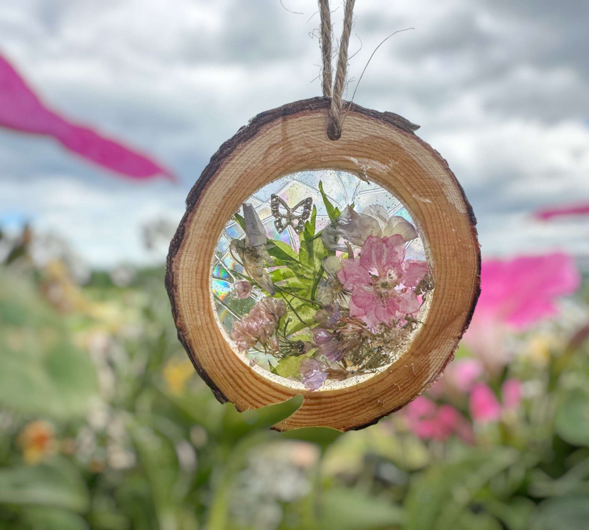 Suncatchers - Enchanted Garden Handmade Wood & Floral Suncatcher