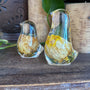 Golden Songbird - Handmade Yellow Rose Bloom Resin Bird Sculpture