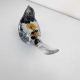 Chickadee Song Bird - Handmade Pressed Flower Monochrome Resin Bird