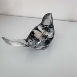 Blossom Chickadee - Handmade Resin Bird with Pressed Flowers