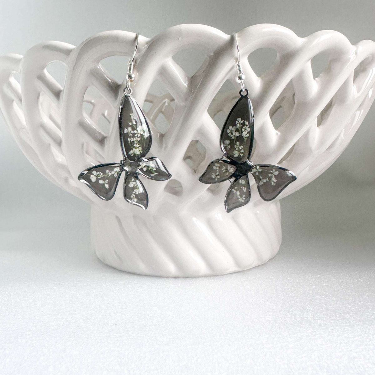 Handmade Butterfly Earrings - Midnight Garden Butterfly Blooms