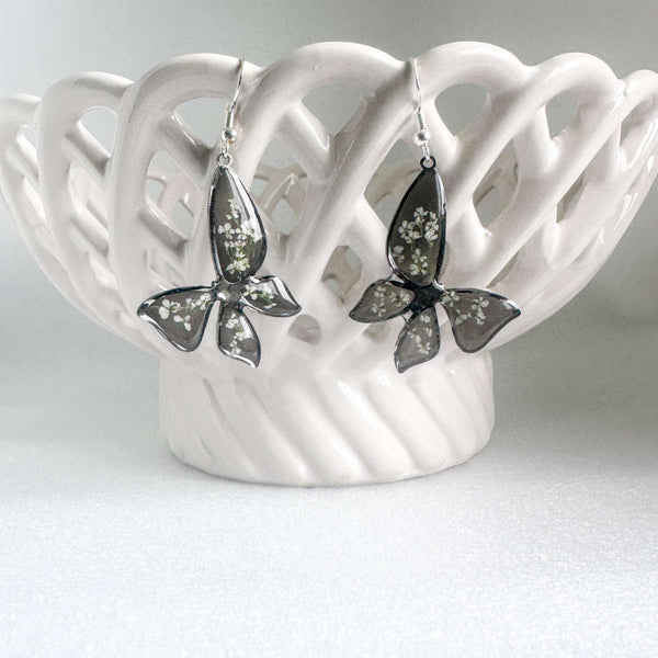 Handmade Butterfly Earrings - Midnight Garden Butterfly Blooms