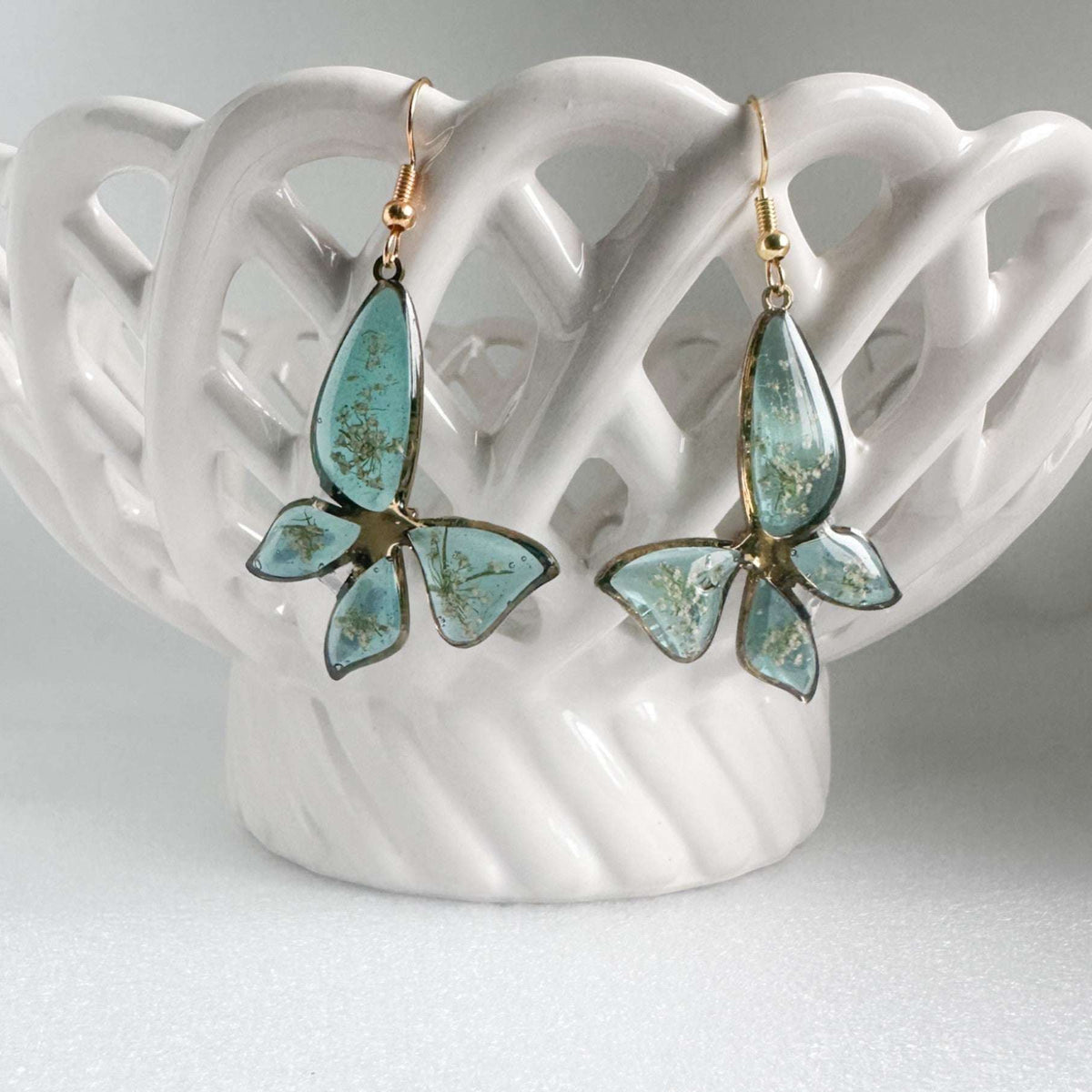 Handmade Butterfly Earrings - Garden Dew Butterfly Blooms