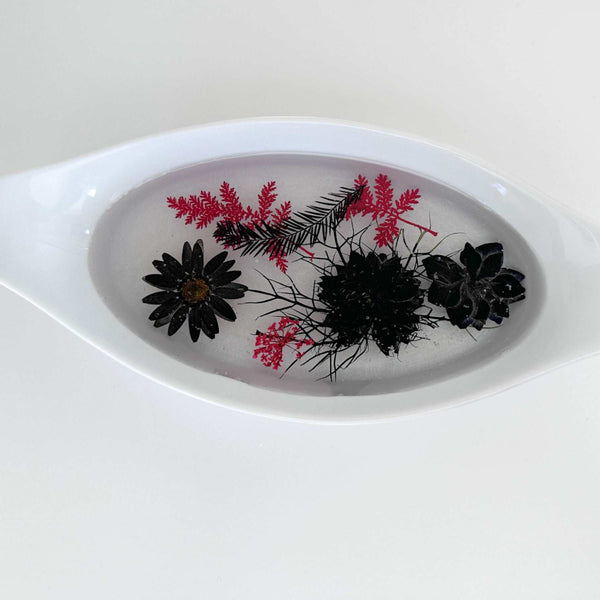 Floral Dreamscape Porcelain Tray - Handmade Pressed Flower Resin Tray