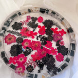 Midnight Bloom Resin Tray - Handcrafted Pressed Flower Tray Decor