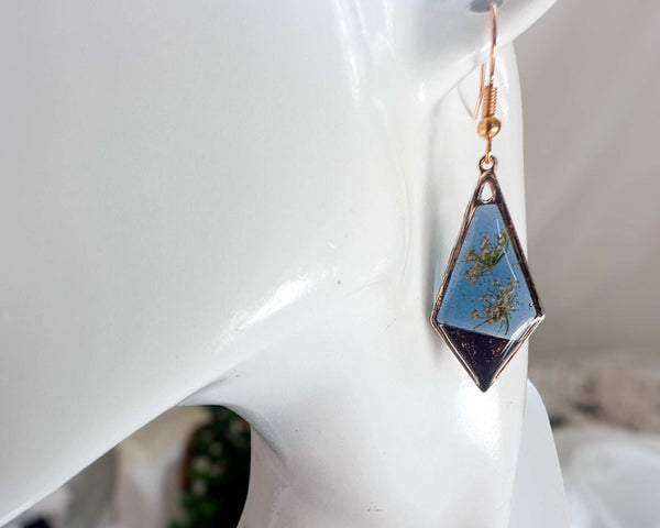 Handmade Floral Resin Earrings - Twilight Petal Dangle Earrings