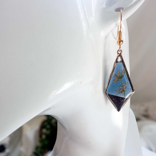 Handmade Floral Resin Earrings - Twilight Petal Dangle Earrings