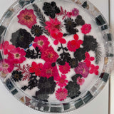 Midnight Bloom Resin Tray - Handcrafted Pressed Flower Tray Decor