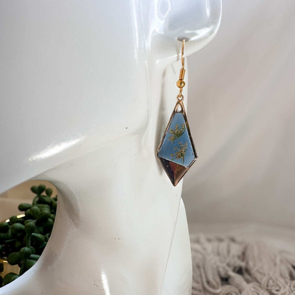 Handmade Floral Resin Earrings - Twilight Petal Dangle Earrings
