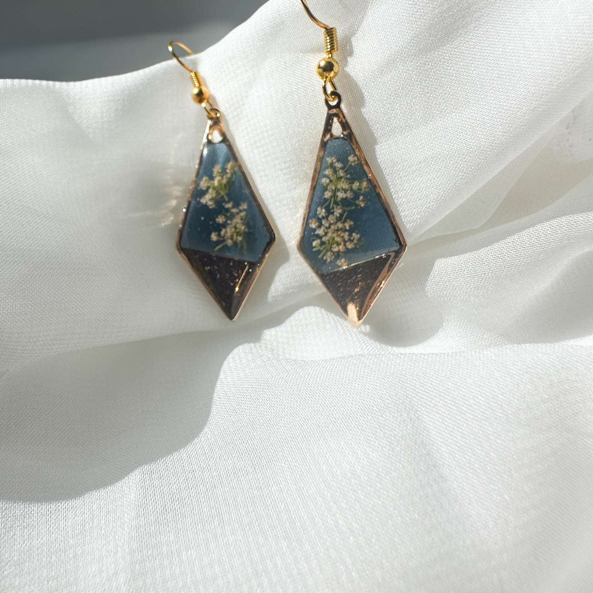 Handmade Floral Resin Earrings - Twilight Petal Dangle Earrings
