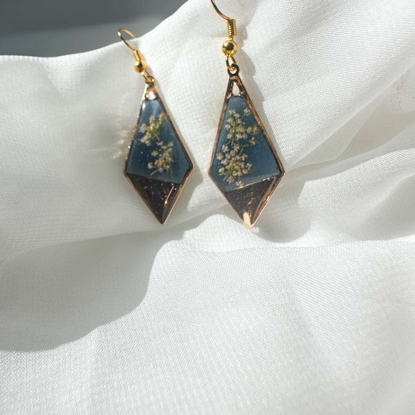 Handmade Floral Resin Earrings - Twilight Petal Dangle Earrings