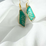 Handmade Blossom Earrings - Seafoam Garden Earrings with Real Flowers