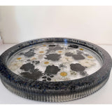 Moonlit Petals Resin Tray – Handmade with Real Black & White Flowers